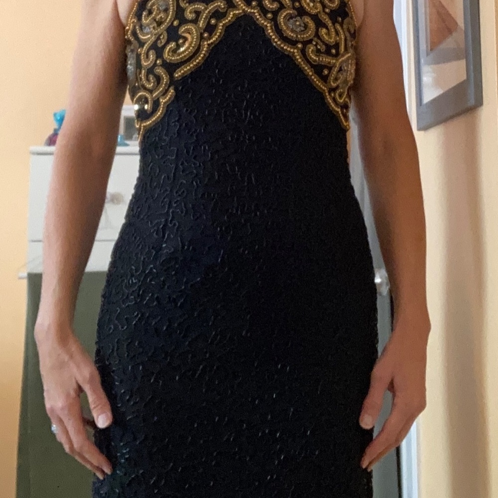 Vintage Laurence Kazar Black Beaded Cocktail Dress - Picture 9 of 11